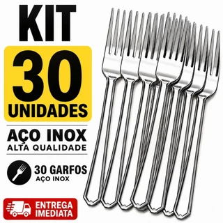 Jogo de Garfos 30 Peças em Aço Inox para Casa Restaurante Buffet Hotel Residencia Jantar