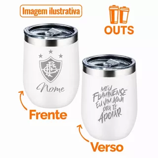 Copo Térmico Cuia 360ml Tricolor Fluminense e Nome Frente e Verso Gravado a Laser