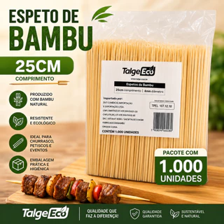 Espeto de Bambu Talge 25 cm Pacote com 1000 Unidades