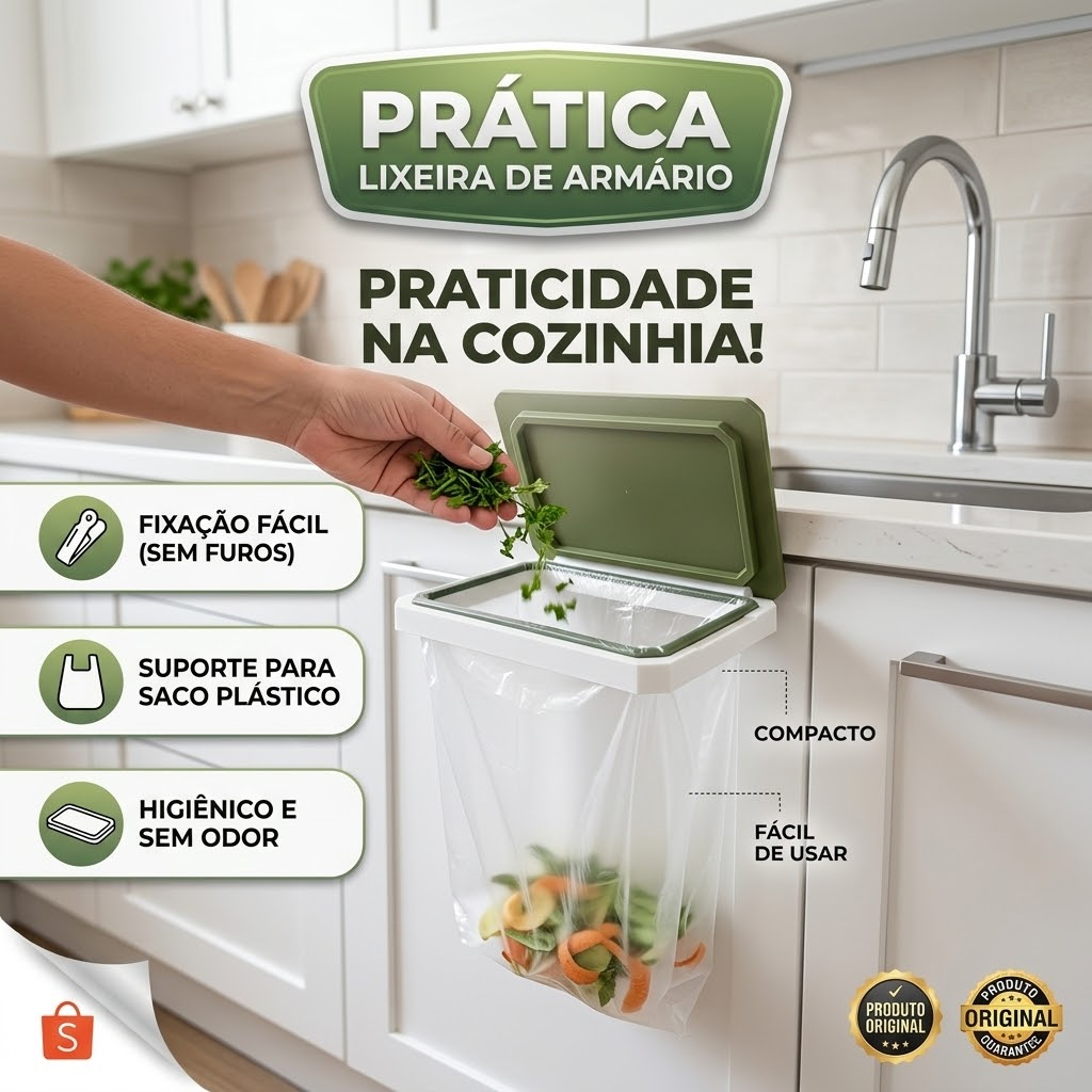 Suporte Lixeira de Armário Suspenso em Impressão 3D Prática e Compacta