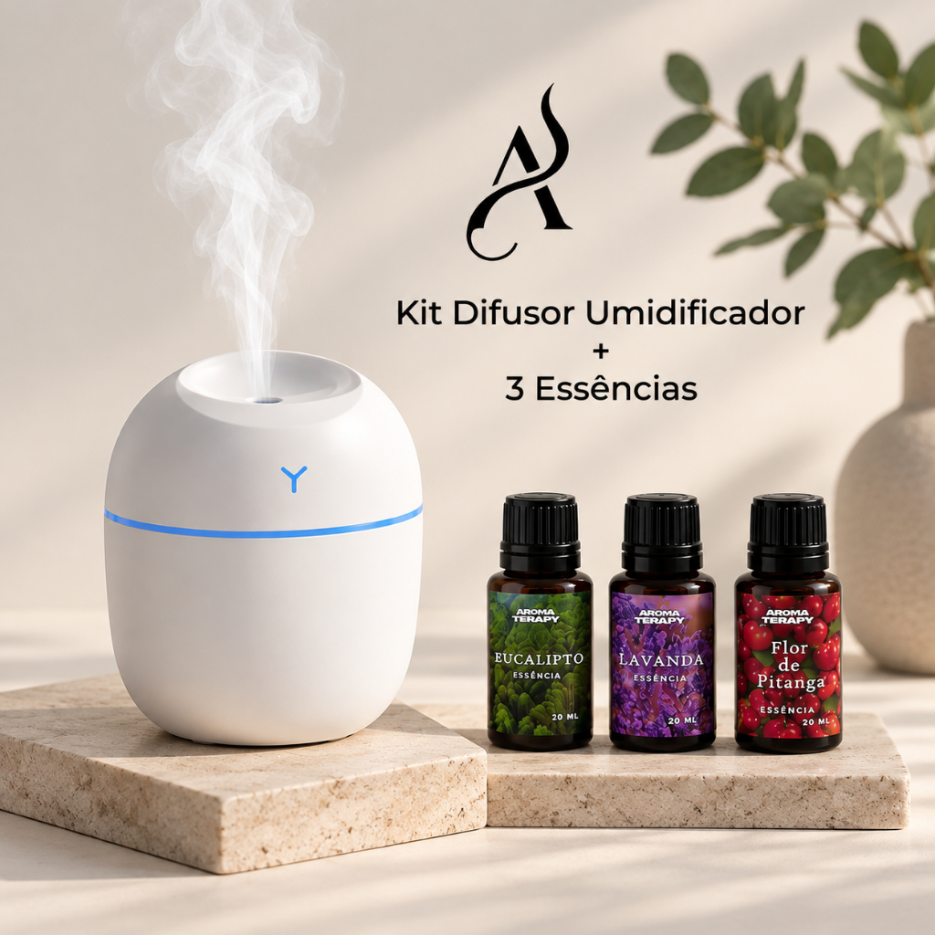 Kit Umidificador Aromatizador com 3 Essências Hidrossolúvel | Difusor De Ar Egg | 3 Essências