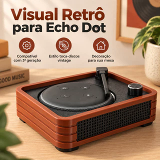 Suporte Alexa Echo Dot 3 Toca-disco Vintage Retrô Decorativo
