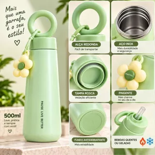 Garrafa Térmica 450ml Inox com Alça e P