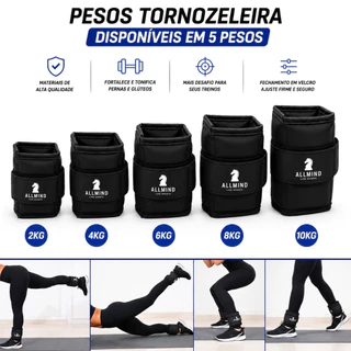 Kit Caneleira de Academia Par Caneleira Fit 2kg 4kg 6kg 8kg 10kg Academia Musculação Fitness Treino Funcional Tornozelo