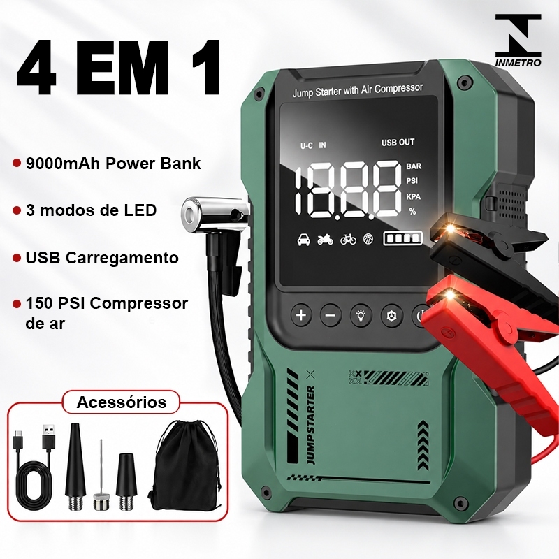 Auxiliar Partida Bateria Compressor Ar Emergência Portátil,26800mAh Auxiliar De Partida Bateria Veicular Com Power Bank