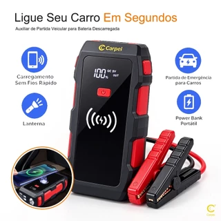 3 EM 1 Auxiliador Partida PowerBank Portátil Multifuncional Indução 12000mAh 12V Moto Carro Celular