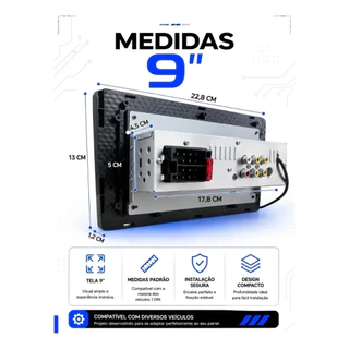 9 Polegadas 1DIN Central Multimidia CarPlay Android Auto Reprodutor Multimídia Tela IPS Completa Touch Screen