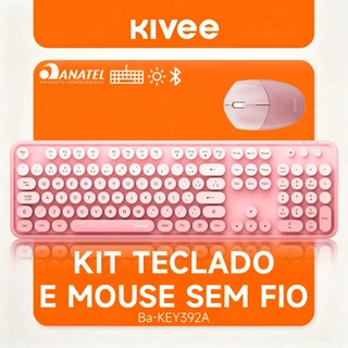 Kivee X Basike Kit Teclado e Mouse Sem Fio 2.4G Teclas Redondas, Silencioso Conexão USB Ideal para Casa e Escritório