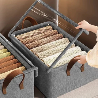 Caixas Organizadoras Dobrável com Tampa Transparente – Multiuso Oxford Reforçado Resistente E Ecológico