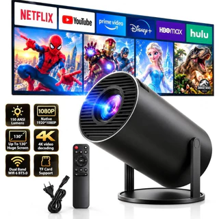 Projetor 4K HD 150 Polegadas Celular, Tv B0x, Xbox, PS, Pc, Wifi e Bluetooth HY300 110/220