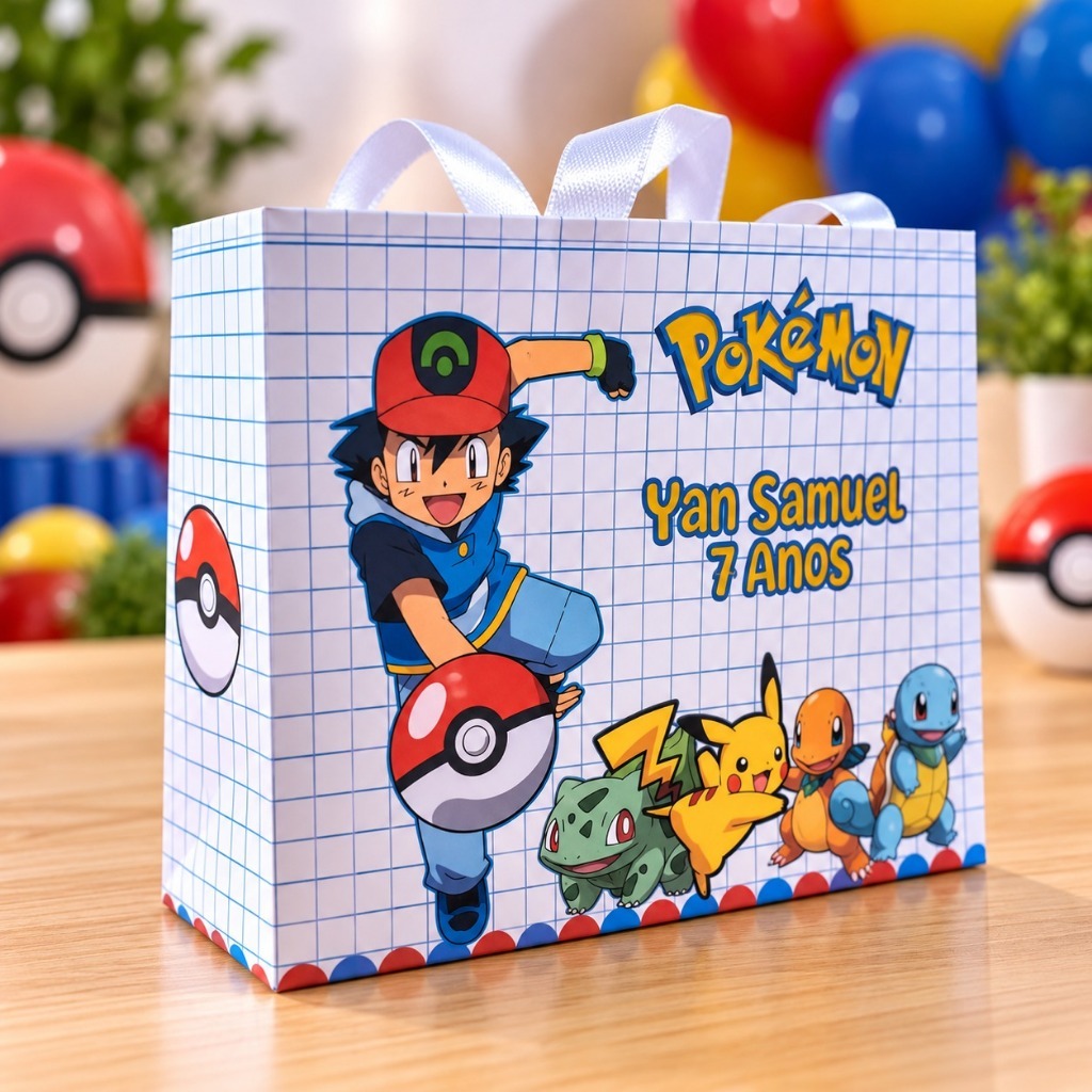 Sacolinha Personalizada Pokémon com Nome e Idade, Lembrancinha de ...
