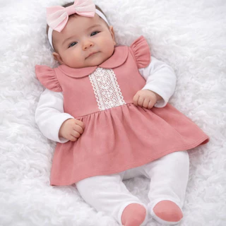 Saída Maternidade Menina 4 Peças RN Antonella Kit Algodão Macio para Recém-Nascida em Oferta na Shopee