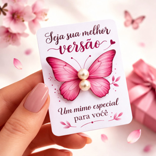 50 Pares de Brinco de Perola +Tag Borboleta Dia das Mães, Dia das Mulheres, Mimo para cliente