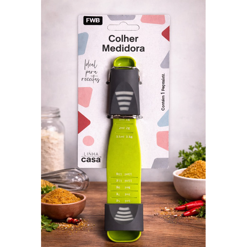 Colher medidora de cozinha dosadora ajustável para receitas,