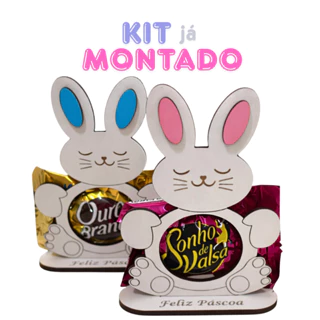 Kit Lembrancinha Páscoa Porta Bombom Coelho MDF Decoração De Mesa Presente Elegante colorido montado em Oferta na Shopee