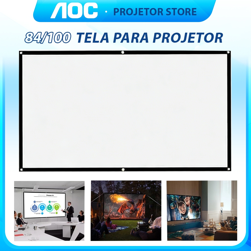Tela Para Projetor 100 Polegadas 4k Hd Portátil 16:9 Portátil Para Home ...