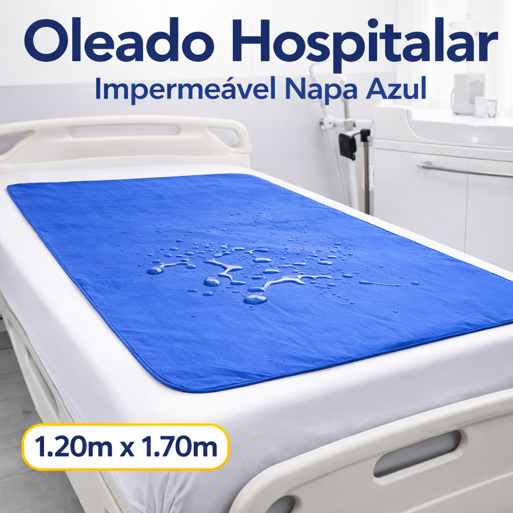 Oleado Hospitalar Impermeável Napa Azul 1,20x1,70 Proteção para Colchão ...