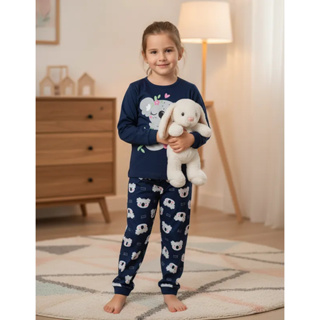 Pijama Infantil Feminino Inverno Coala - Hey Kids Azul em Oferta na Shopee