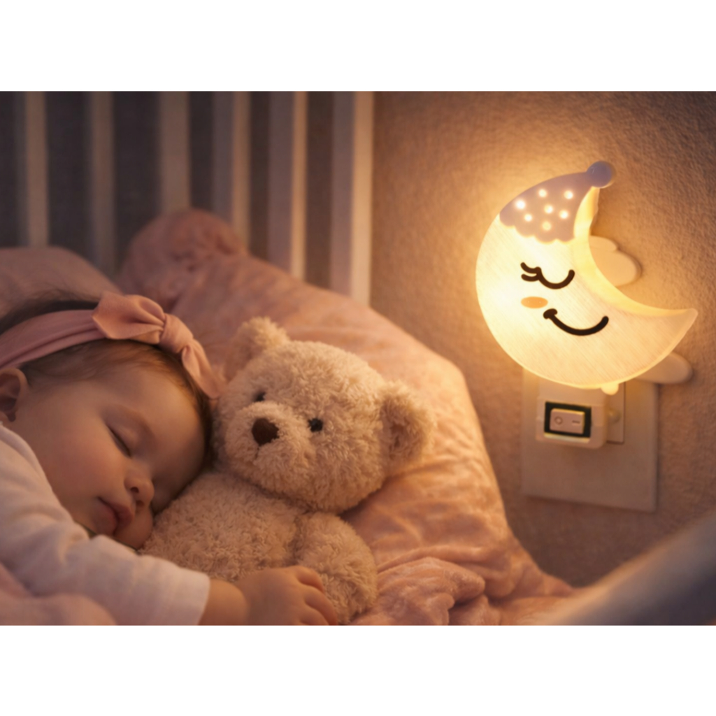 Luminária Lua LED Infantil | Luz Noturna Bebê | Luz Suave para Dormir ...