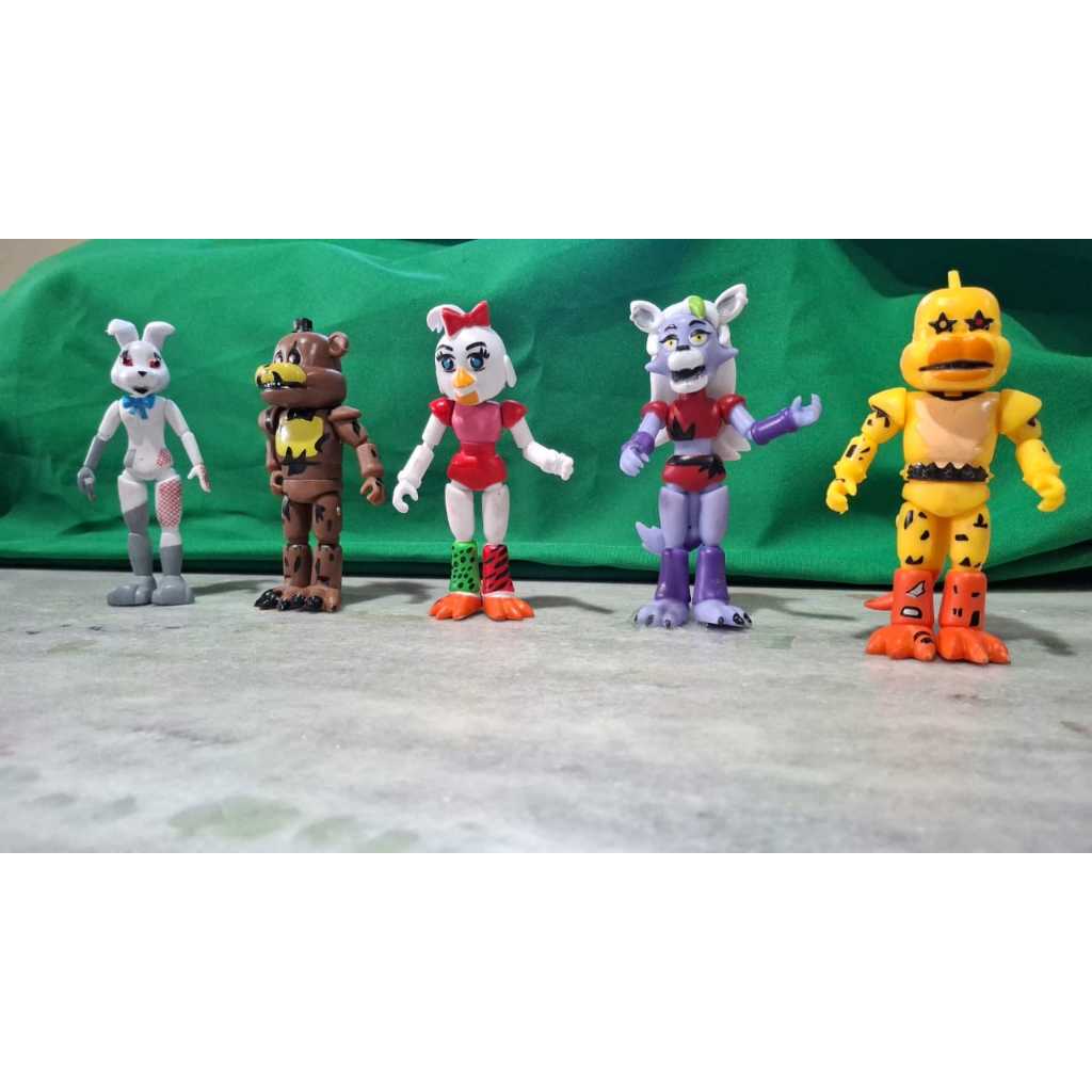 Kit 5 Bonecos Fnaf Animatronics Five Nights Att Freddy cartelado