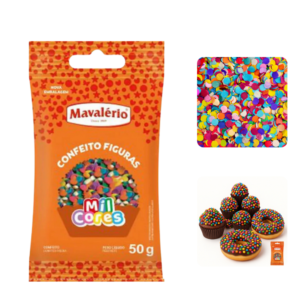 Confeito Figuras Mil Cores - Mavalério 50g - Escolha seu Pre