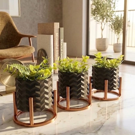 Kit 3 Vasinhos Cachepôs Decorativos p Suculentas Decoração Enfeite