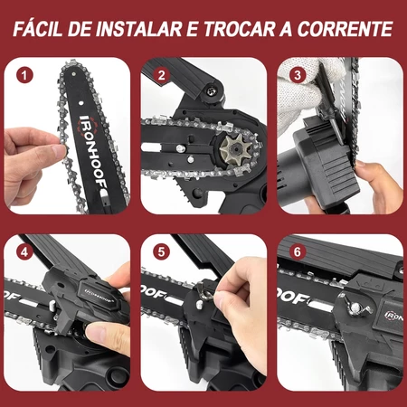 Motosserra Elétrica 6 Polegadas Sem Fio Portátil Brushless