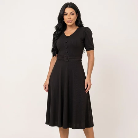 Vestido Mídi Godê Feminino Moda Evengélica