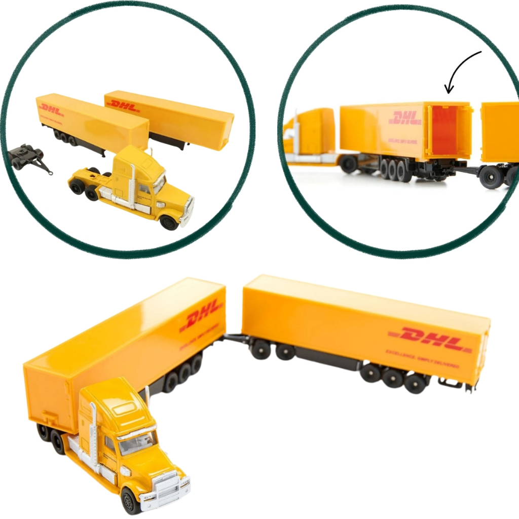 Miniatura Caminhão Freightliner Bitrem DHL Siku 1/87 Original
