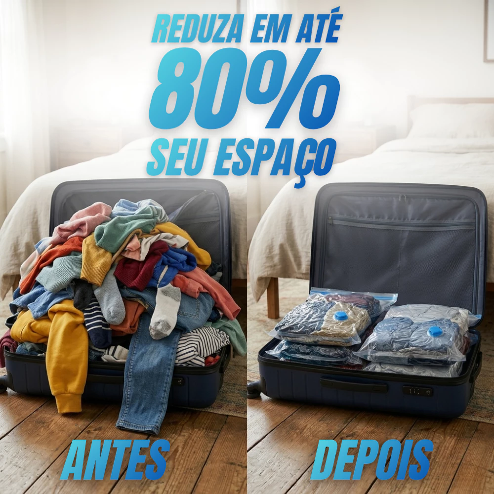 Kit 5 ou 10 Saco A Vácuo Grande Organizador Edredom Coberto Mala Roupa De Cama com bomba elétrica Grande 110x70