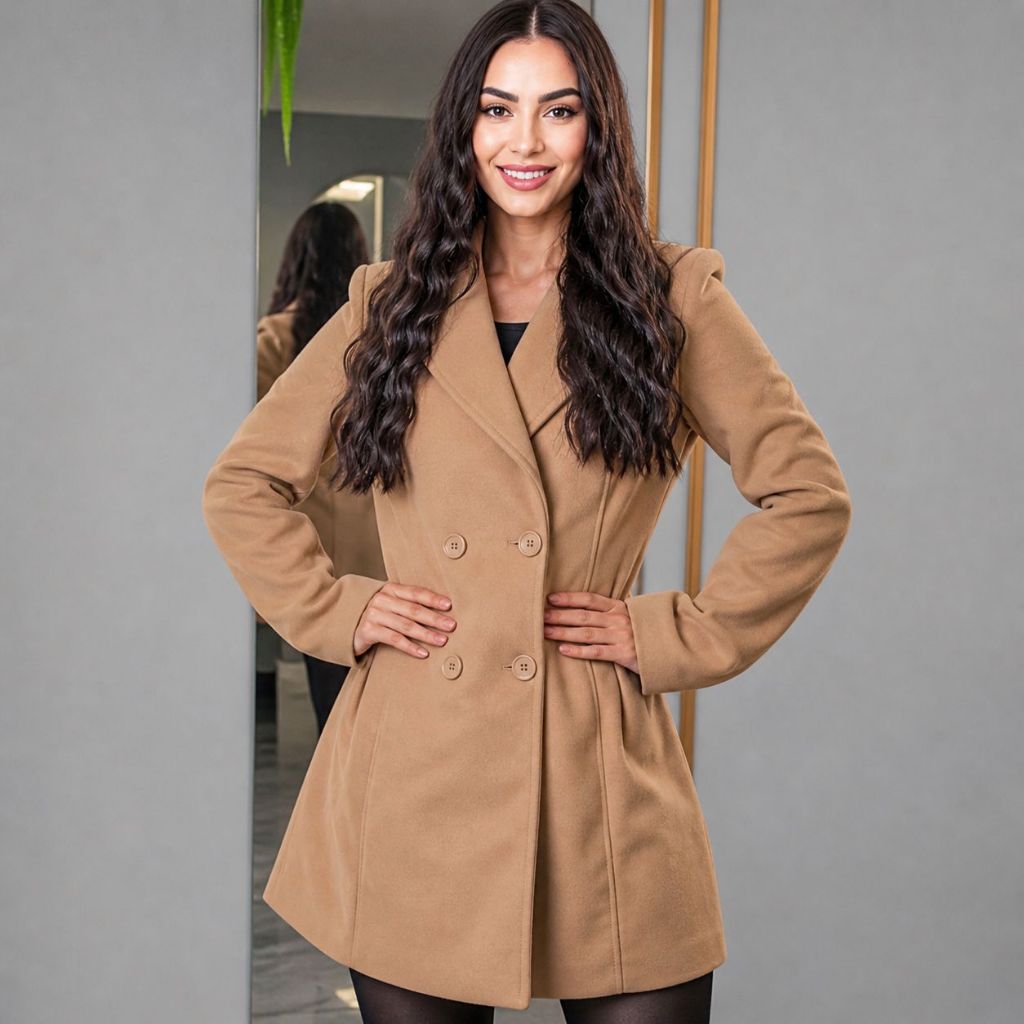 Casaco De Lã batida Parka Feminino Novo e Casual com Capuz