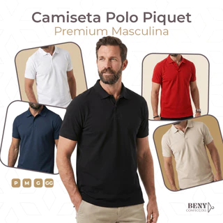 Camisa Polo Masculina Piquet Premium Algodão Camisa Confortável Slim Casual Básica Alta Qualidade