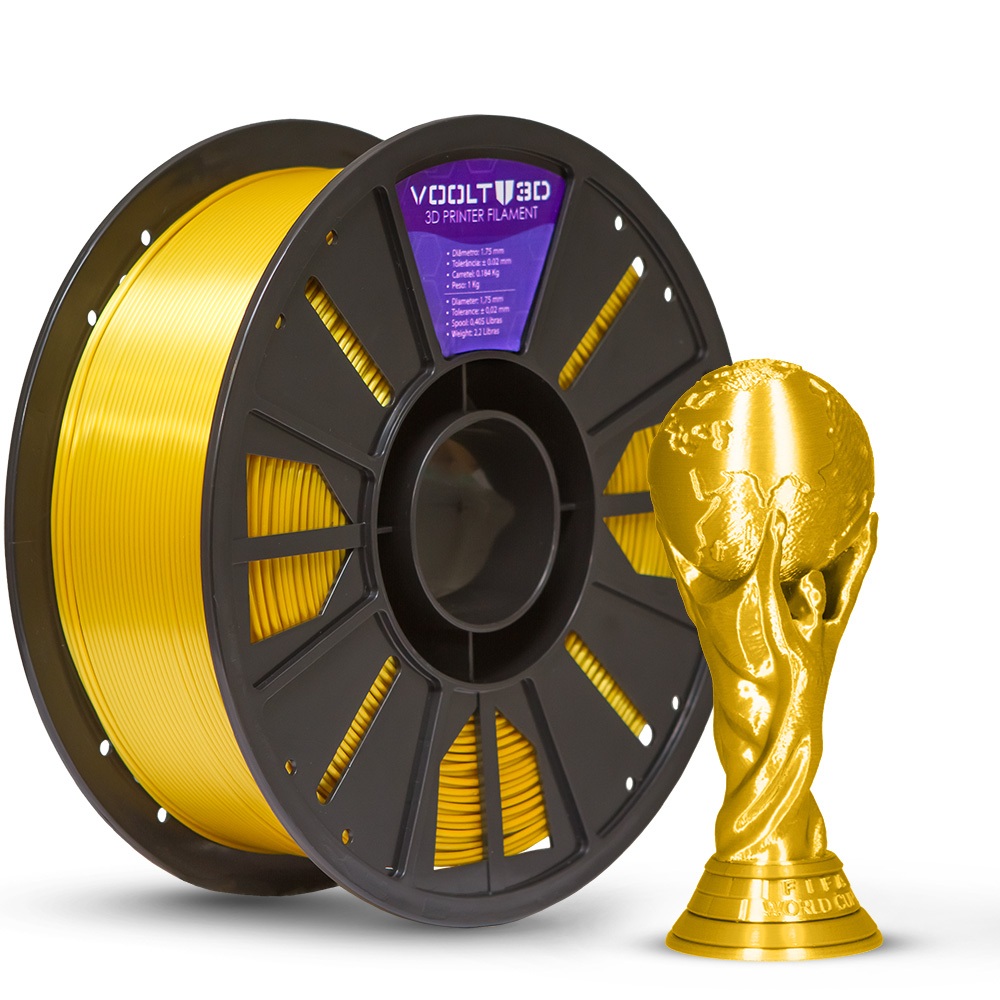 Filamento PLA Dourado Ouro Silk 1kg Copa do Mundo Voolt3d 1,75mm ...