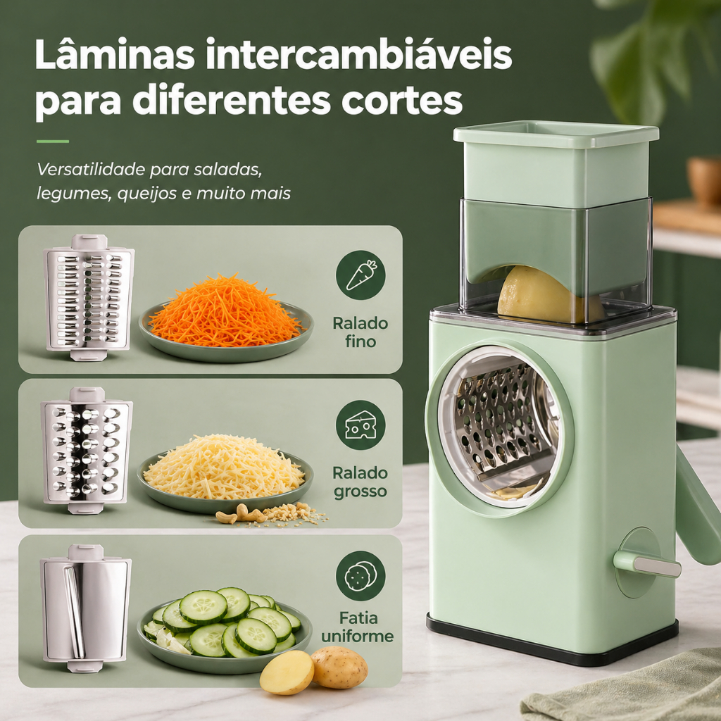 3 em 1 Multiuso Ralador de Queijo Fatiador Legumes Cortador 