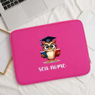 Case Para Laptop Coruja Escolar Feminina Com Nome Personalizado