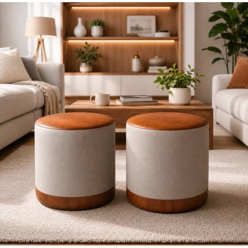 Puff Royal Linho Luxo Kit com 2 Unidades– Banco Decoraçao Sala - Envio ...