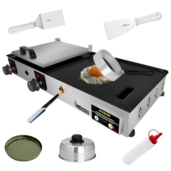 Chapa Lanche 70x30 a Gás com Acessórios Chapeira Industrial
