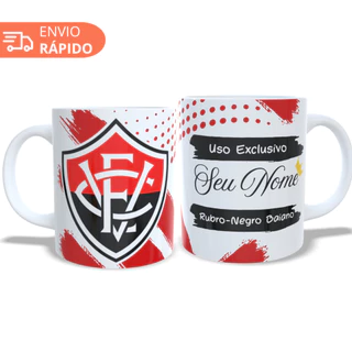 Caneca EC Vitória Presente Seu Nome Personalizada