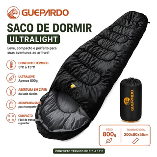 Kit Camping Guepardo Saco de Dormir + Isolante Térmico Aluminizado Acampamento Trilha Trekking Legend