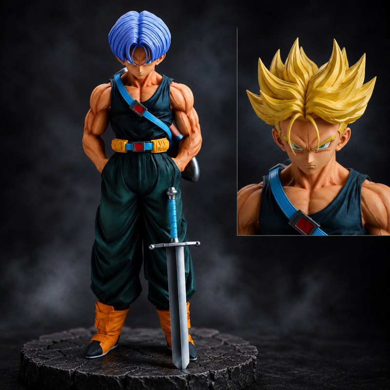 Action Figure Trunks 2 Cabeças Super Sayajin 27Cm Dragon Ball Z