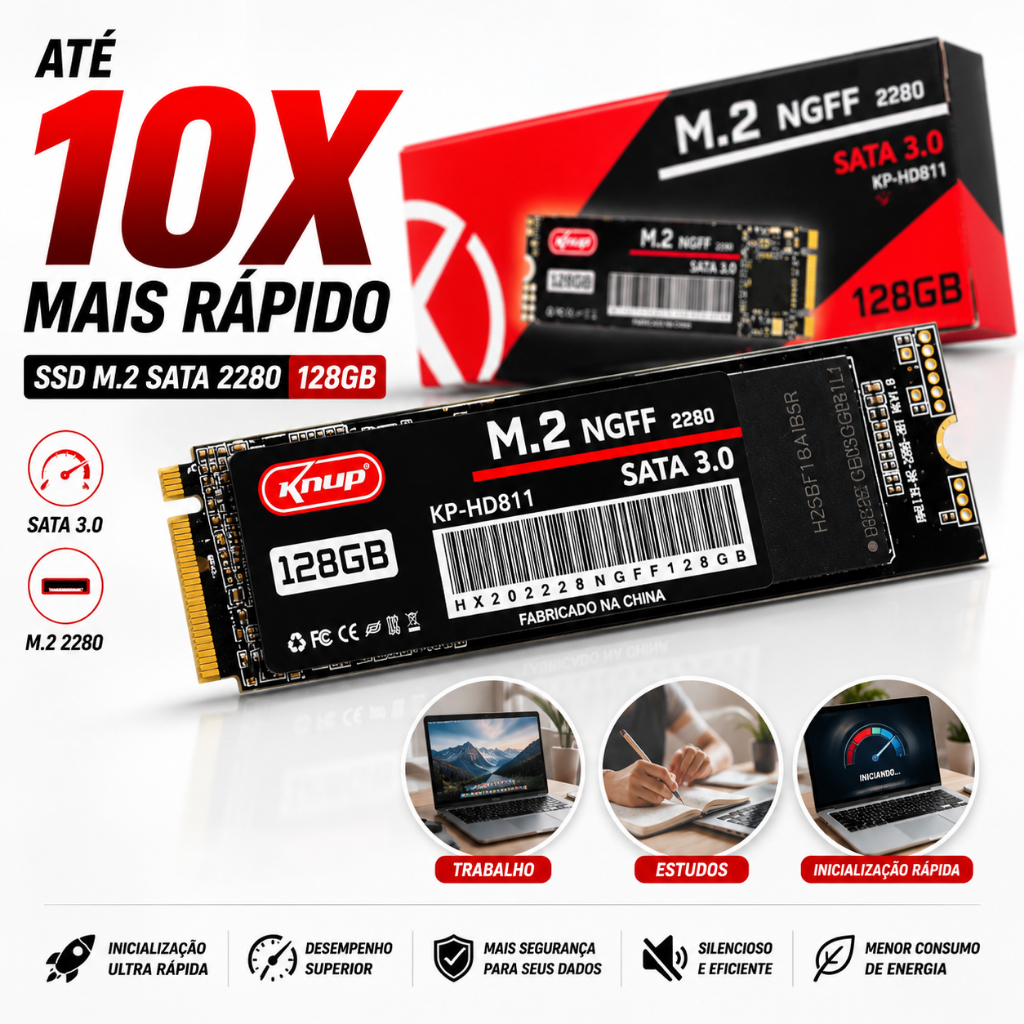 Ssd M.2 NGFF 2280 128gb SATA 3.0 HD Interno Para Notebook Desktop