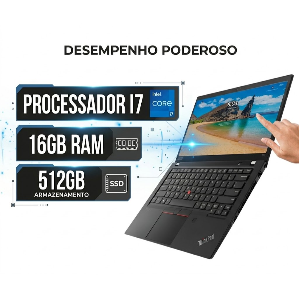 Notebook Lenovo T490 Profissional ThinkPad i5 8ª 16GB RAM SSD