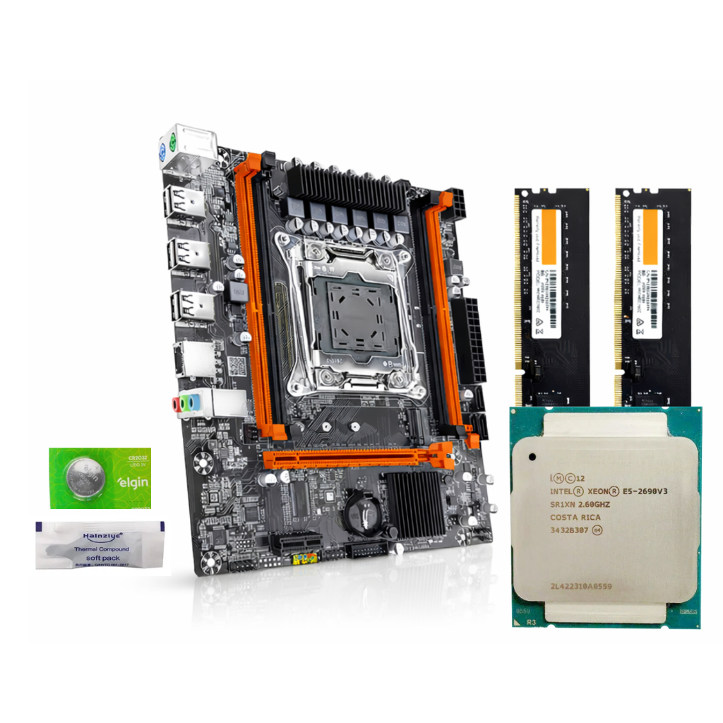 Kit placa mãe x99 com Intel Xeon E5-2690 v3 + 16GB ou 32GB DDR4