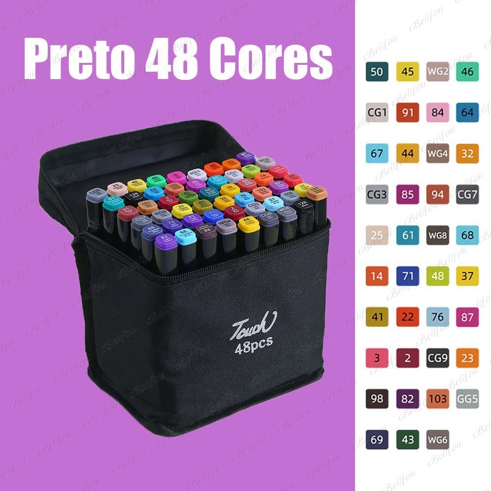 Imagem do produto 36/48/60/80 Cores Caneta Marcadora De Cabeça Dupla Oleosa Montagem Artística Para Estudantes Material Escolar