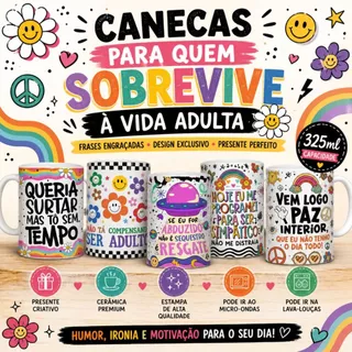 Caneca Vibes | Frases Engraçadas 325ml Cerâmica Personalizada | Presente Especial