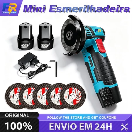 Mini Esmerilhadeira a Bateria 5 Disco Esmerilhadeira Lixadeira Orbital 2 bateria