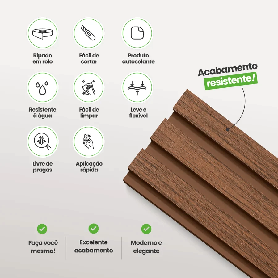 Painel Ripado Laminado Autocolante Cor Cinamomo Linha Madeto Meu Rodapé | Envio FULL - Imagem 4