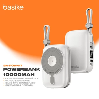 Basike Power Bank Magnético 10.000mAh PD20W 22.5W Turbo Carga Sem Fio Indução Compacto Carregador