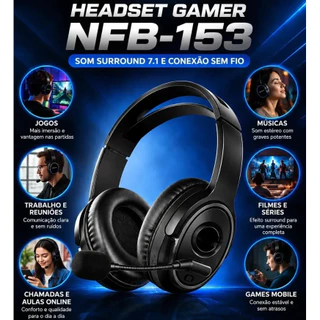 Headset Fone Gamer com microfone USB e P2 Para PC Computador Headphone Videogame NFB-153