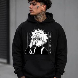 Blusa De Frio Casaco Moletom Killua Anime Manga Com Capuz Blusa De Frio Com Bolso Ideal Abrigo